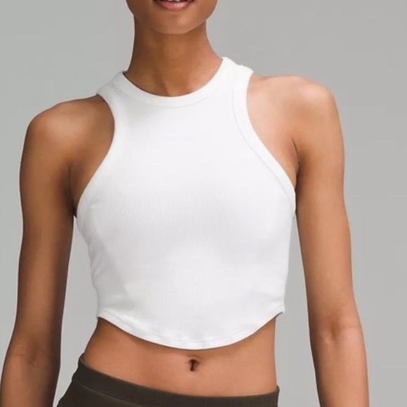 lululemon athletica Tops - Lululemon Hold Tight Crop Tank Top White Ribbed Size 4 / Small